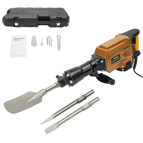 Fridgestea Electric Tree Digger, 3-in-1 Heavy Duty Demolition Jack Hammer, Multifunctional Garden Digging Machine with Shovel, Flat Chisel, and Point Chisel, 1700W