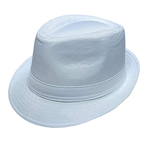 COMVIP Vogue Chapeau Panama en Coton Unisexe Fedora Jazz Uni Blanc