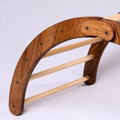 Image of Kids Rocking Bed | Arc Climber | Child Safe | Smooth Edges | Multiprpose (Foldable with Mattress, Walnut)