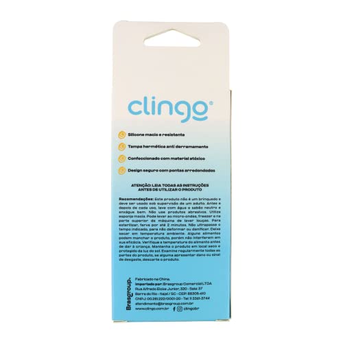CLINGO Copo De Silicone Com Tampa e Canudo Rosa