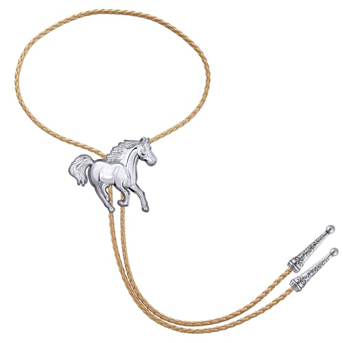 Image of GelConnie Bolo Ties for Men Women Western Cowboy Tie Mens Western Necklace Leather Necktie Gold Bolero Tie Cowboy Necklace