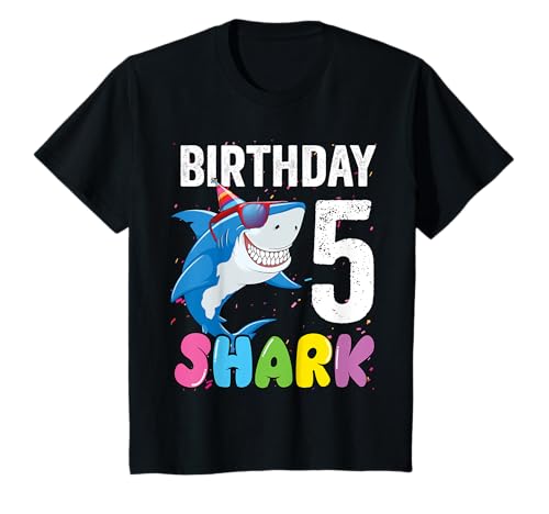 Niños 5th Birthday Shark Shirt JawSome Fifth Year Old Kids Camiseta