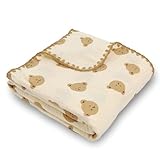 Gunnaicat Double Layered 100% Cotton Muslin Baby Blanket Ultra-Soft 40x40 Inch Swaddling Nursery Crib Blanket(Cute Bear)