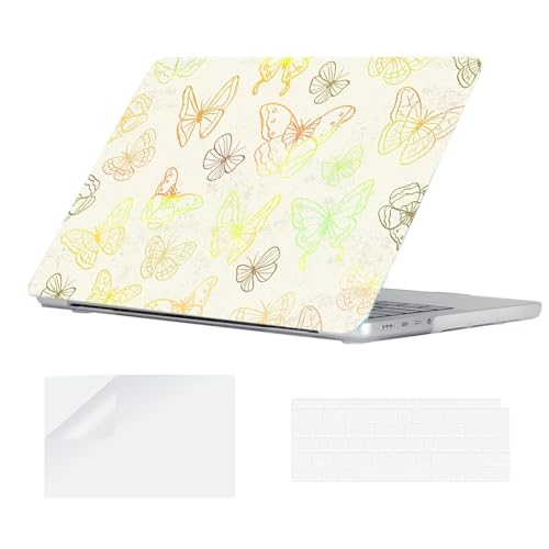 Funda rígida MacBook Pro 14 pulgadas 2024 2023 2022 M4 M3 M2 A3112 A2992 mariposas
