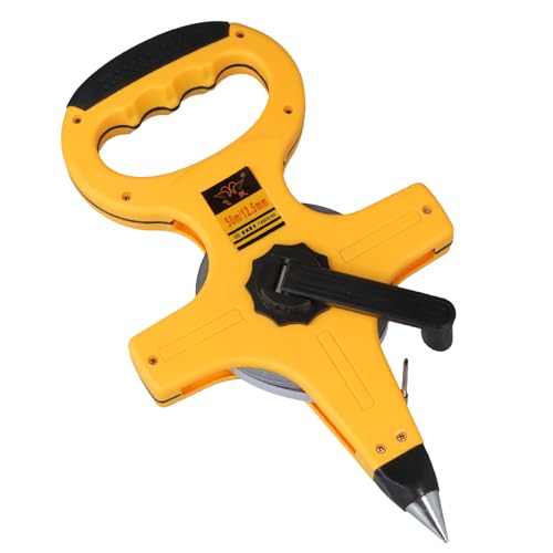 volumoon 50mx15mm Cinta métrica de fibra de vidrio,Cinta métrica enrollable con palanca de plegado,Adecuado para ingenieros