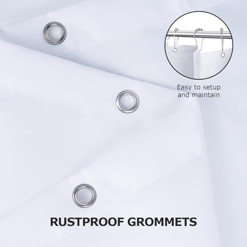 MhhYLL White Fabric Shower Curtain,Hotel Quality Shower Curtain Liner,Heavy Duty Cloth 12 G,Water Repellent Shower Liner,Machine Washable 72 x 72 Inches by MhhYLL - Used condition - Image 2