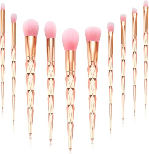 Pinselset Makeup Start Makers 10 Stück Professionelle Make Up Pinsel Set, Premium Synthetische Schminkpinsel Set und Kabuki Pinsel Für Gesicht und Augen Make-Up (Rosa Gold)