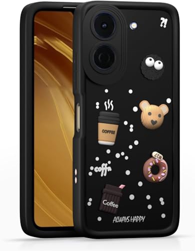 Image of Bintage Cute Fun Taddy| 3D Ball Bear| Donut| Coffee Rubber Case Full Body & Camera Protection Back Cover Compatible for Tecno Spark Go 3 4G - Black
