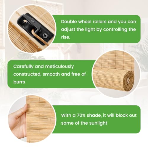 Image of BAYUE Bamboo Blinds, Roll Up Window Shades with Light Filtering for Home