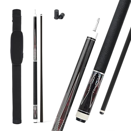 LINGVUM Carbon Fiber Pool Cue Stick with Case, 58" Low Deflection Billiard Cue Sticks Adults Professional Pool Sticks with 3/8 * 8 Pin Joint, 12.5mm Tip, Easy to Control, Pro Taper, Ultra-Smooth CF001 by LINGVUM - Used condition - US$39.05