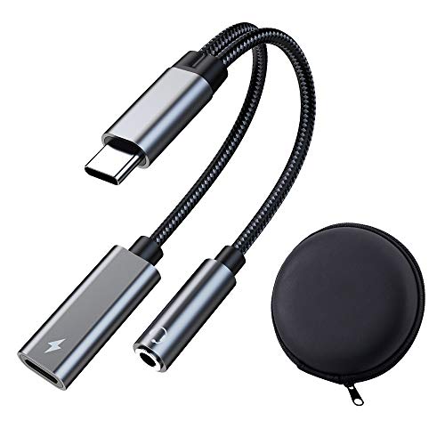USB C to 3.5mm Audio Adapter with Charger PD 60W, USB Type C to 3.5mm Headphone Jack Dongle with Charging,Compatible with iPad pro Samsung S21 Pixel 4  3 2 XL,Galaxy Tab S7+ Oneplus 9 Pro,Mackbook Pro