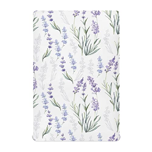 Image of Purple Lavender FlowerFitted Crib Sheet for Girls and Boys,Soft Breathable Polyester Baby Sheet for Standard Size Crib Mattress H110264