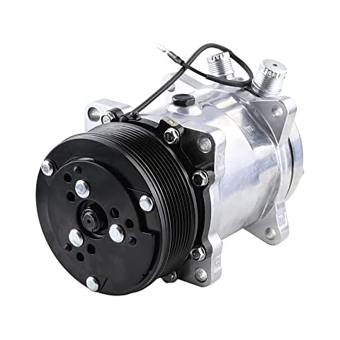 ACTECmax Universal A/C Compressor with Black PV7 Clutch SD 508 Style 5H14 R134A Serpentine Belt Cover