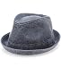 Men's Denim Washed Cotton Casual Vintage Style Fedora Sun Hat (Denim,LXL)