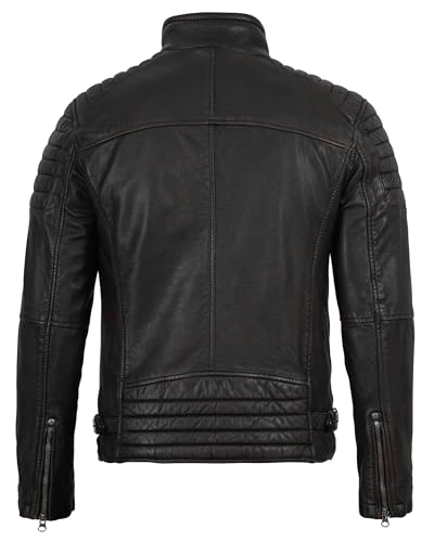 Image of Decrum Men's Casual Real Lambskin Leather Jacket with Zipper Closure