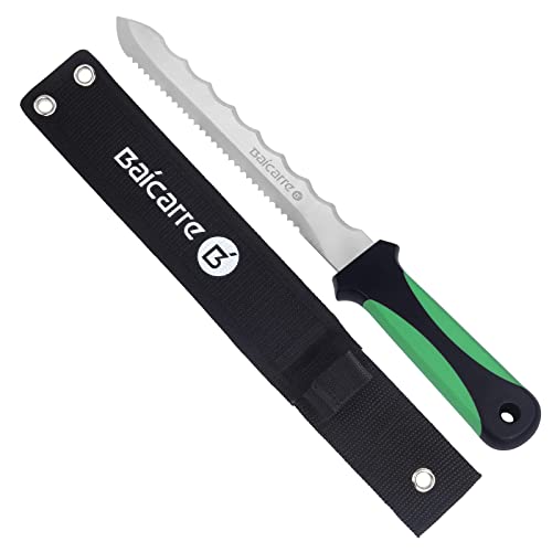 Baicarre B 7.8inch Gartenmesser,Gezackte Doppelklinge Rostfreiem Stahl,als Grabungsmesser,Erntemesser,mit Kunststoffgriff,Gesamtlänge:13.8 icnh (grün1) Cover