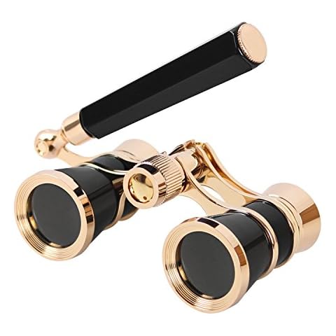 Aomekie Theatre Opera Glasses with Handle 3X25 Compact Folding Binoculars for Theater Horse Racing Classical (Black) Cover