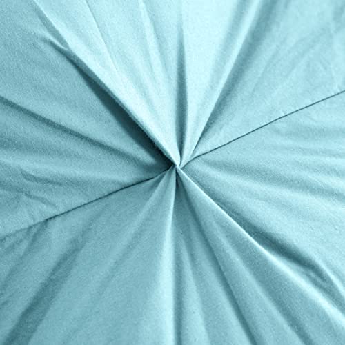 Three Geese Pinch Pleat Waterfowl Feathers and Down Comforter Palatial King Size Duvet Insert,750+ Fill Power,1200TC 100% Cotton, Premium All Seasons Aqua-Sky Warm Hotel Comforter with 8 Tabs.
