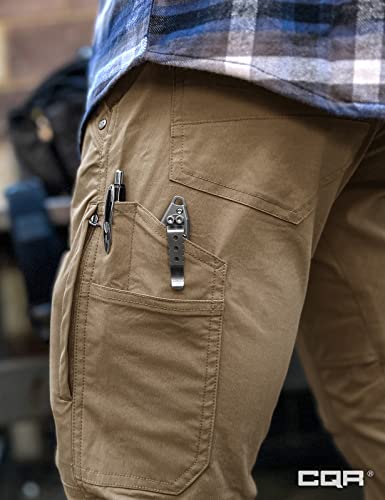 Cqr Men's Cool Dry Tactical Pants, Water Resistant Outdoor Pants, Lightweight Stretch Cargo/Straight Work Hiking Pants, Sedona Pants Coyote, 28W X 30L #TOP2