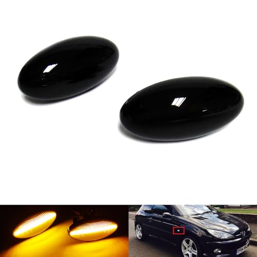 2x Black Smoked Lens Side Indicator Amber LED Marker Repeater Light For Berlingo C1 C2 C3 Picasso C5 C6 Dispatch Jumpy SpaceTourer Xsara 107 108 206 301 307 407 607 Expert Traveller Partner Rifter