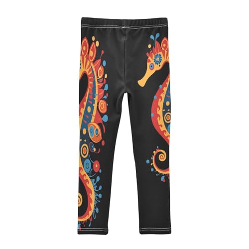 Colorful Seahorse Flower Girls Casual Leggings for Kids Printed Long Pant Bottoms Stretch and Soft2