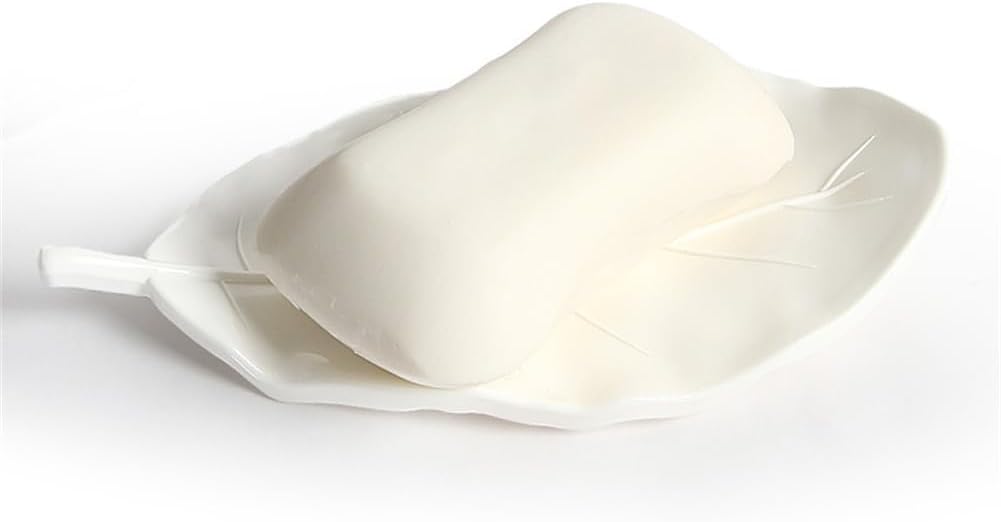 1Pcs Creative Simulated Leaf Soap Box - Bathroom Soap Holder, Ideal for Scented Soaps, Efficient Drainage for Laundry Soap, Elegant Soap Storage Rack (White) image 3
