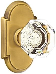 EMTEK #8 Rosette Passage Set with Old Town Clear Knob - Available in 10 Finishes - 8108OTUS7 - French Antique (US7)