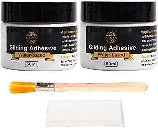 Gilding Adhesive/Metal Leaf Adhesive for Craft, Arts, Gold Leaf, Wood Use - Water Based (2 * 50ml + Brush + Gloves) (50ml *2)
