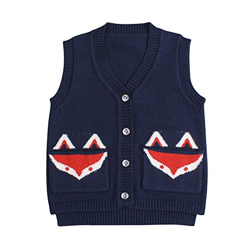 Cotton Bear Knit Baby Sweater Vest Sleeveless VNeck Infant Boys
