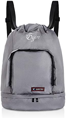 ZOORON Dry-wet Seperation Drawstring Swim Bags for Men/Women/Swimmers with Shoes Compartment, Foldable Waterproof String Backpack Swimming Pool Beach Travel Gym Bag