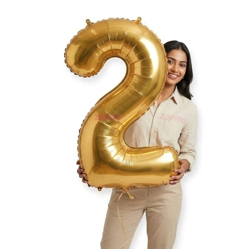 Image of Balloonistics Gold 40-Inch Foil Number 2 Balloon - Helium or Air Fill for 2nd Birthday, Anniversary Party Decoration, Photo Booth Backdrop, Cake Table Decor, Milestone Celebrations