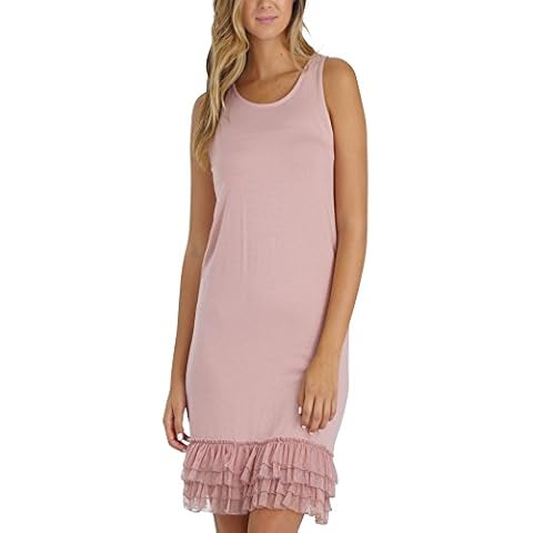 O2 Collection Women's Sleeveless Round Neck Full Slip Dress with Polka DOT MESH Ruffles (Pink, Small) Cover