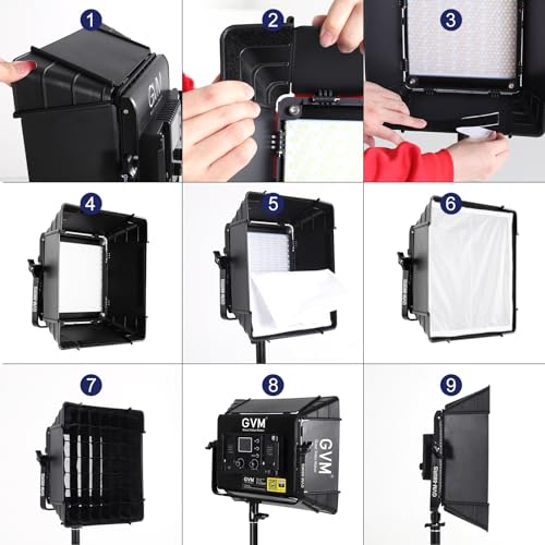 Image of GVM RGB Photography Lighting Kits with 2 Softboxes, 880RS 60W Studio Lights with Bluetooth Control, 2 Packs Video Light with 18 Lighting Scenes, led Panel Lights for Video Recording, 8330lux /0.5M