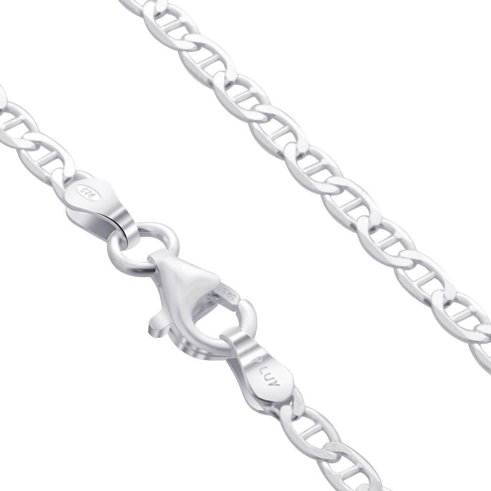Italian Sterling Silver Link Chain Bracelet with Spring Ring Clasp