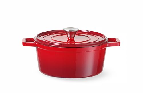Marmite Multiusages HENDI Antiadhésive Faitout Fonte Rouge 3.7L