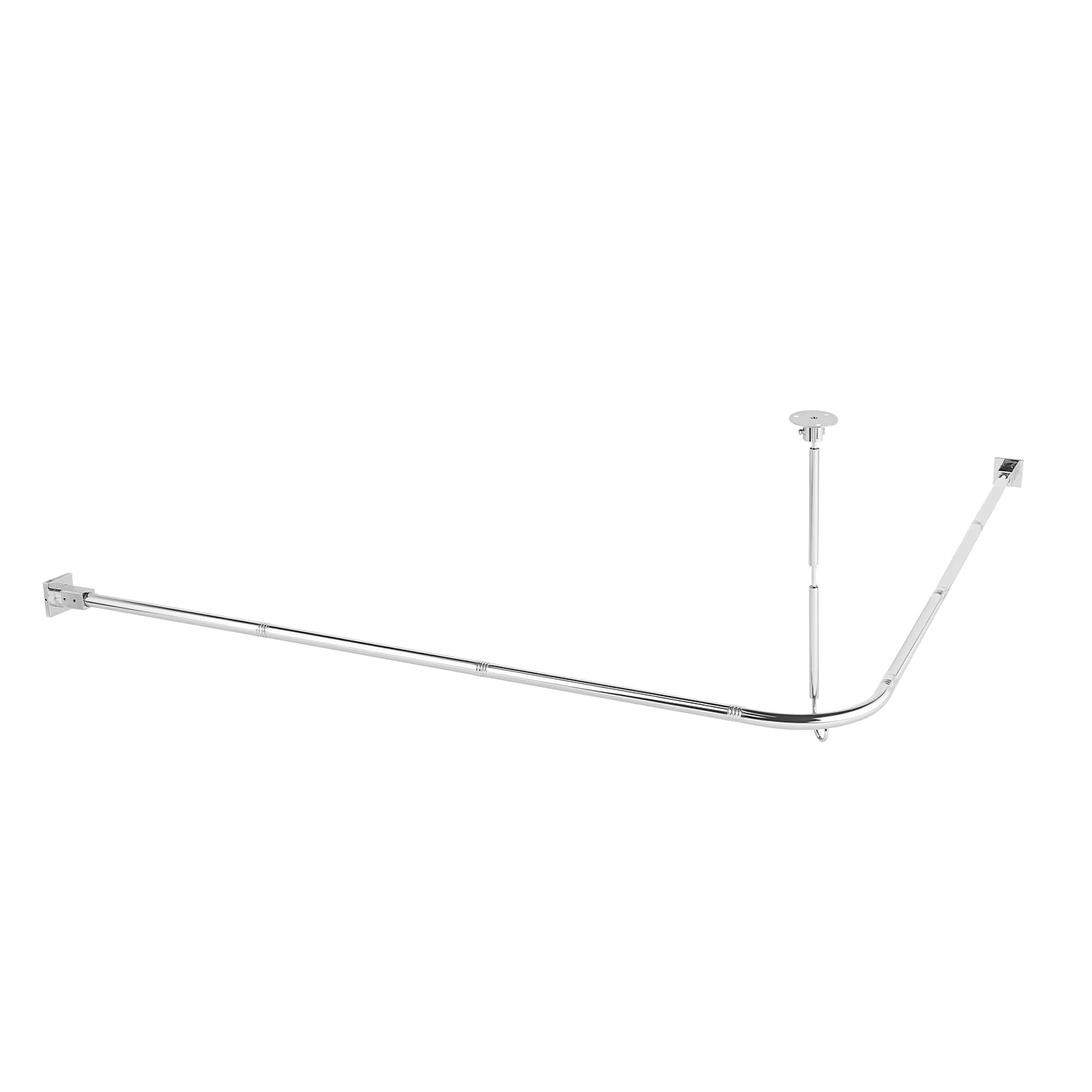 Duschvorhangstange L Form 95 x 95 cm ohne Bohren - 304 Rostfreier Edelstahl - Duschstange für Badewanne & Dusche - inkl. 12 Ringe