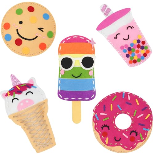 Image of Cymbana Kids Sewing Kit, DIY Food Felt Plush Donuts, Ice Cream Kids Crafts