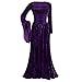 WOZOW Robe Longue Pour Femme Halloween Gothique Cosplay Déguisement Carnaval Vintage à Manches Longues Médiéval épaule Courtes Renaissance Rétro Costume Maxi Parti Déguisements