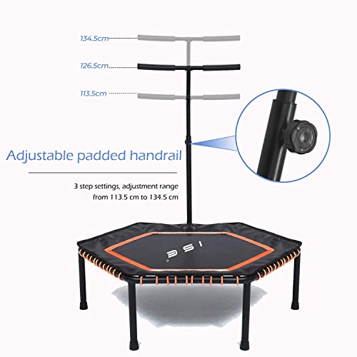ISE Fitness Trampolin,Trampolin für Jumping Fitness Ø 122 cm höhenverstellbarer Haltegriff(113.5-134.5cm),leise… – Bild 4
