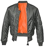 bomberjacke grau orange Wind- und wasserabweisender Pilotenblouson