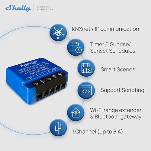 Shelly 1 Mini Gen3, WiFi & Matter Smart Relay Switch with Dry Contacts, 1-Channel 8A, Compatible with Alexa, Home Assistant, SmartThings & Google Home, DYI, Garage Door Opener, No Hub Required - Image 3