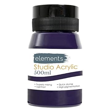 Elements 500ml Acrylic Paint 500 ml Tub - Quick Drying Acrylic Paints with High Pigment and Vibrant Colour Pigment Violet