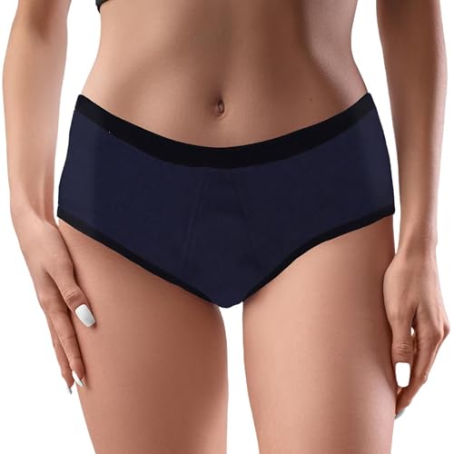 Image of DChica Essentials Women Period Panties, Super Absorbent Menstrual Underwear, Reusable Leakproof Cotton Rash Free Briefs, Anti-Microbial Lining, Light to Medium Flow, Easy to Wash, No Pad Required 1Pc