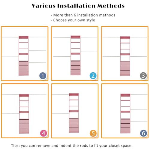Closet-System-5FT-8FT-Custom-Closet-Organizer-System-99-Walk-in-Wood-Closet-Storage-System-with-Drawers-4-Expandable-Hanging-Rods-Wall-Mount-Pink Closet System 5FT 8FT Custom Closet Organizer System 99 Walk in Wood Closet Storage System with Drawers 4 Expandable Hanging Rods Wall Mount Pink