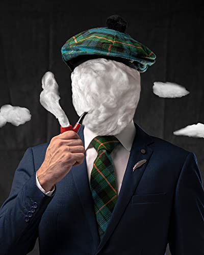 Image of Scottish Tam O' Shanter Hat Tartan Bonnet Pom Pom Wool Flat Cap One Size