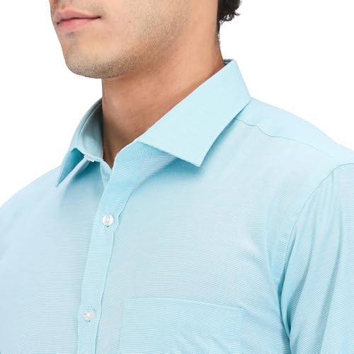 Image of Park Avenue Men's Slim Fit Structure Pattern Cotton Polyester Blend Semi Cutaway Collar Full Sleeve Formal Shirt