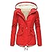 Pianshanzi Winterjacke Damen Warme Plüsch Kapuzen Fleecejacke Fleece-Futter Lange Oberschenkellänge Slim Fit Tunnelzug Frauen Wintermantel Parka mit Kapuze Mantel Dicker Winddichte