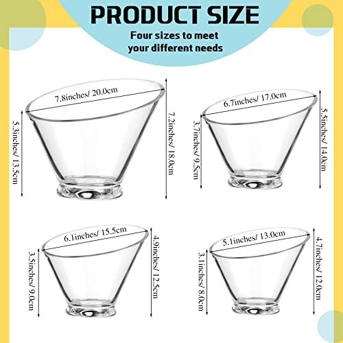 8 Pieces Angled Plastic Bowls Clear Serving Bowls Acrylic Candy Buffet Containers Round Salad Bowls For Party Dish Popcorn Ice Soup Snack Pasta Chips Fruit Prep, 14 Oz 19 Oz 24 Oz 61 Oz, 4 Sizes #TOP1