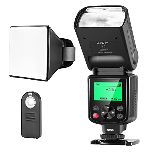 Neewer Kit di Flash Speedlite TTL NW-670, con Wireless Telecomando a Infrarossi, Diffusore , compatible con Canon 7D Mark II, 5D Mark II, III, IV, 1300D, 1200D, 1100D, 650D, 550D, 80D, 70D