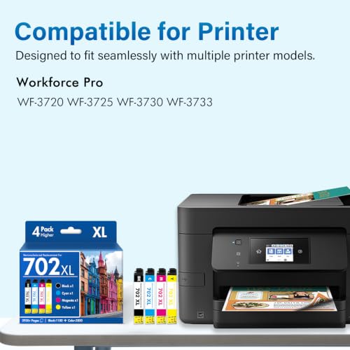 Image of Remanufactured Replacement for 702XL WF-3720 Ink Cartridges Combo Pack
